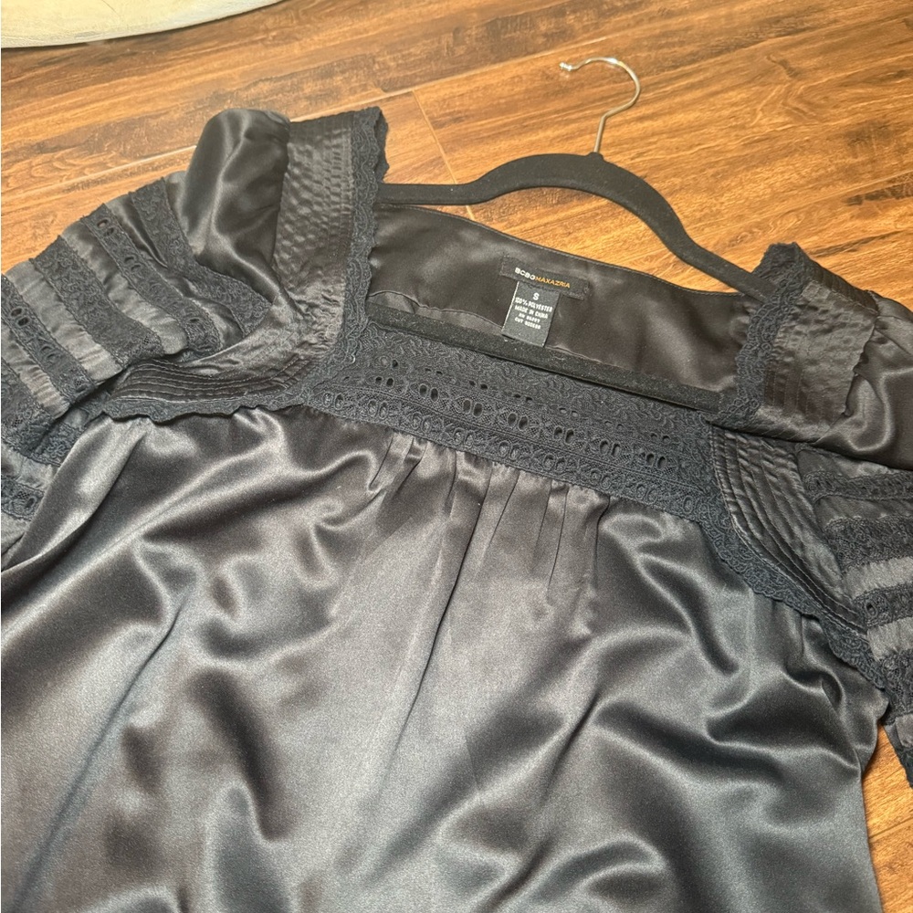 BCBGMaxAzria Black Satin Chemise